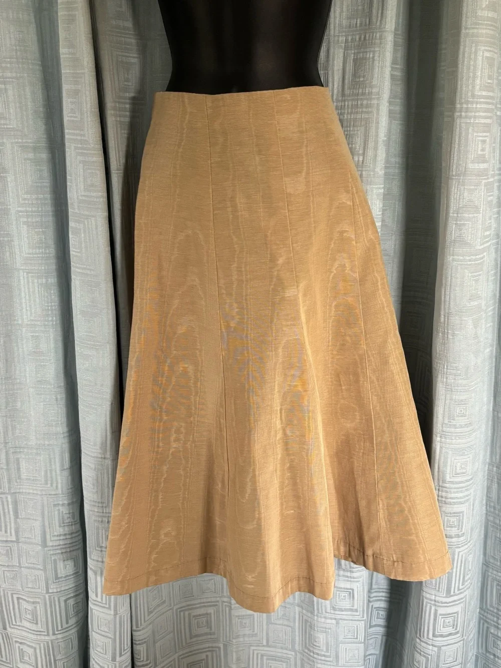 Vintage  50s golden taffeta rayon blend midi skirt Sz Sm 6
